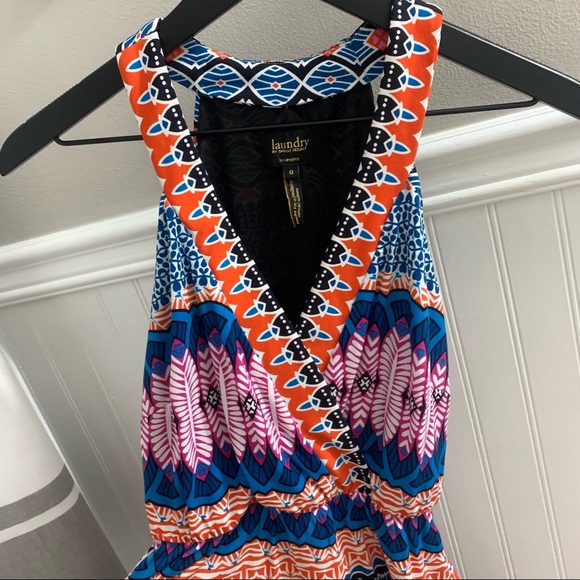 NWT LAUNDRY BY SHELLI SEGAL Mandarin Red Multi Patterned Sleeveless Wrap Dress 0 - Picture 4 of 15